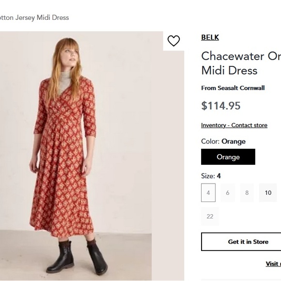 Soft organic cotton A-line midi dress, faux wrap front, 3/4 sleeve, eco friendly - Picture 5 of 6